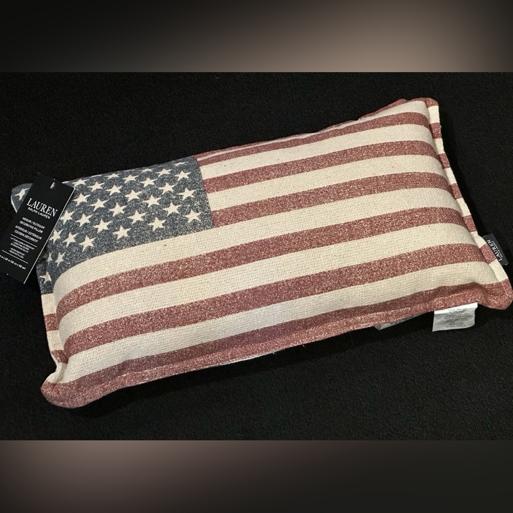 1 RALPH LAUREN USA FLAG PILLOW INDOOR OUTDOOR STARS STRIPES ALL WEATHER